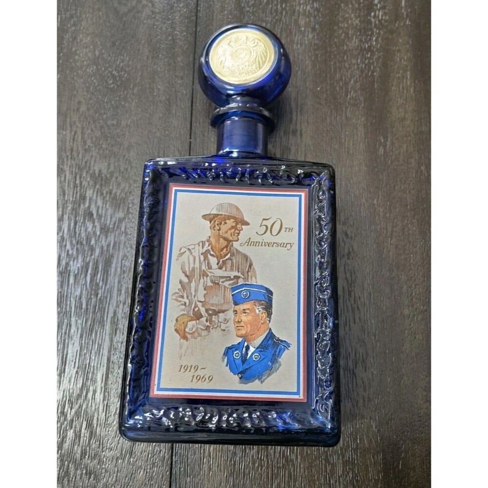 American Legion 50th Anniversary 1969 J.W. Dant Empty Whiskey Bottle